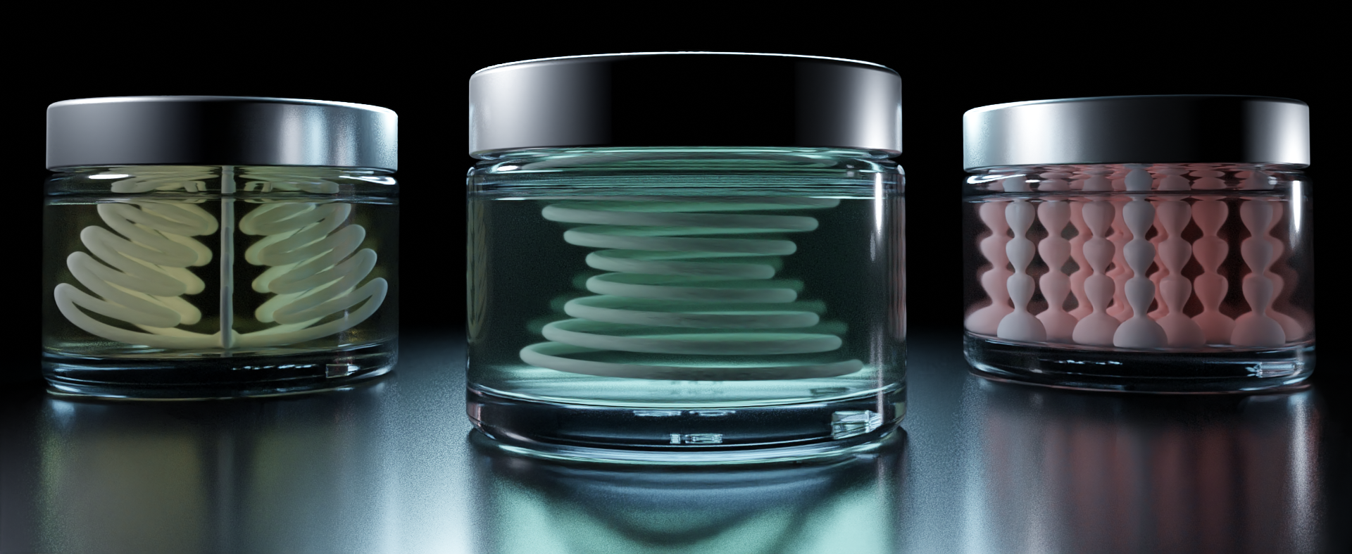 Gruppe von drei Produkten der Cream-in-Gel Technology